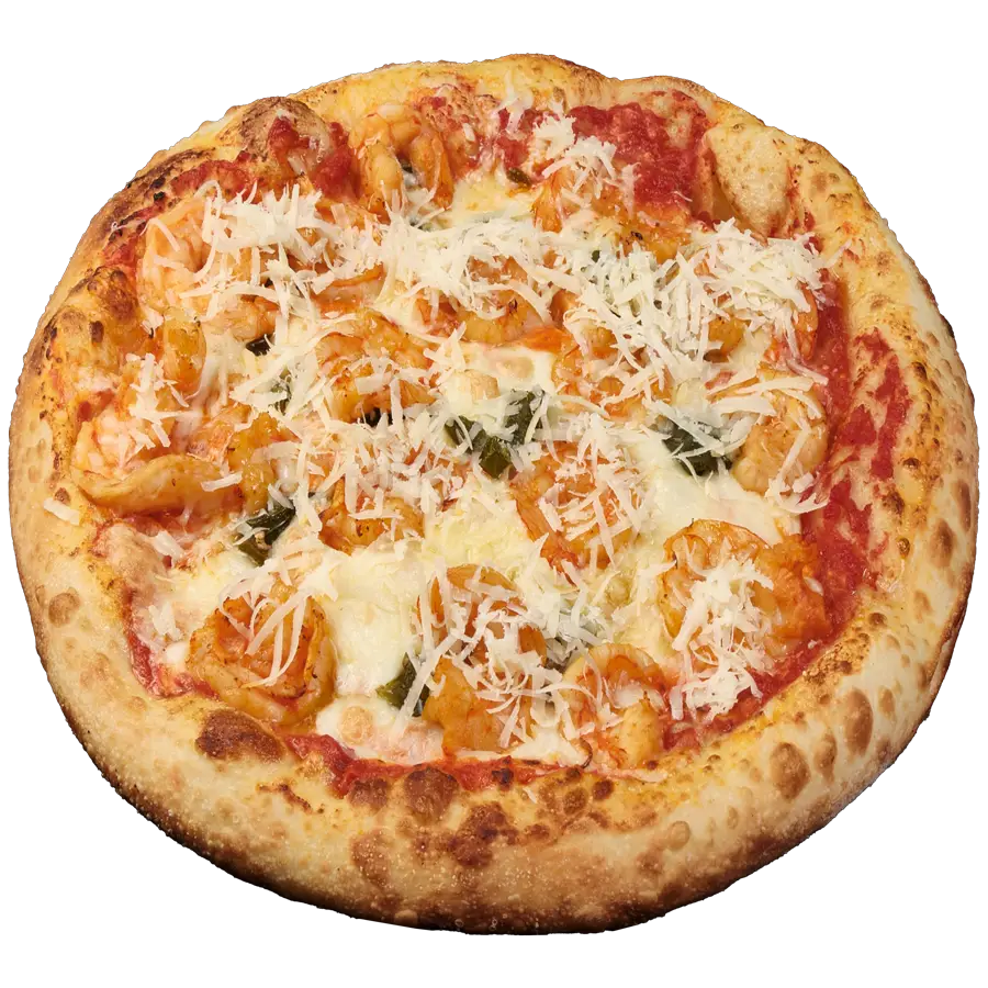 Шеф Пицца. Тигровые креветки с халапеньо, трюфельным маслом и пармезаном