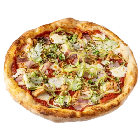 Пицца Курица с печенным перцем, беконом и брокколи