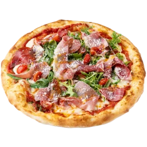 Пицца Прошутто со страчателлой, рукколой и томатами - Ø 33 см.