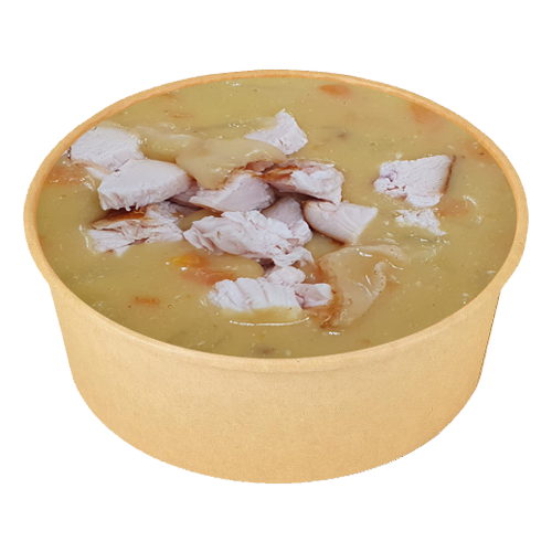 Суп гороховый с беконом и копченой курицей